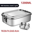 thumbnail image 1 of 1/2/3 Grids 304 Stainless Steel Lunch Box Food Container Bento Box Top Grade Snack Storage Compartment Lunch Box Kitchenware (1200ML 2 Gird), 1 of 7