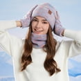 thumbnail image 2 of Bibifish Womens Hat Gloves Scarf Sets Winter Knitted Beanies Hat Touchscreen Gloves And Neck Warmer Thermal Lined Hat Gloves Scarf Sets, 2 of 4