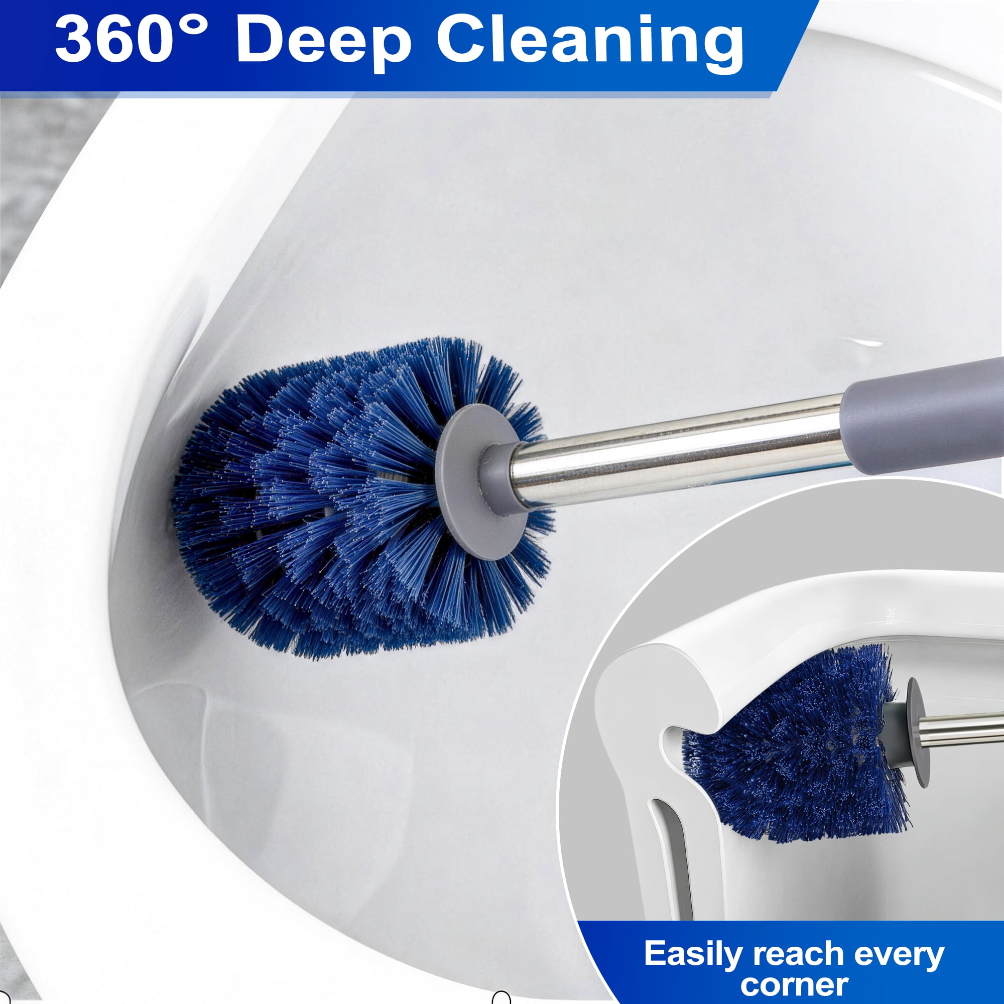 JEHONN Toilet Plunger and Brush Set with Holder and Hidden Tweezer (Gray)