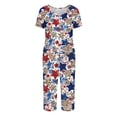 thumbnail image 4 of 4th of July Women's Pajama Set 2 Pieces Soft Comfy Pajamas Red Blue Flag and Star Print Short Sleeve Capri Pants Pjs Set with Pockets, 4 of 6