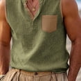 thumbnail image 5 of Lmueinov Mens Linen Henley Tank Top, Sleeveless Summer Beach Shirts Cotton Linen Vest, Lightweight Relaxed Fit, S-2XL, 5 of 6
