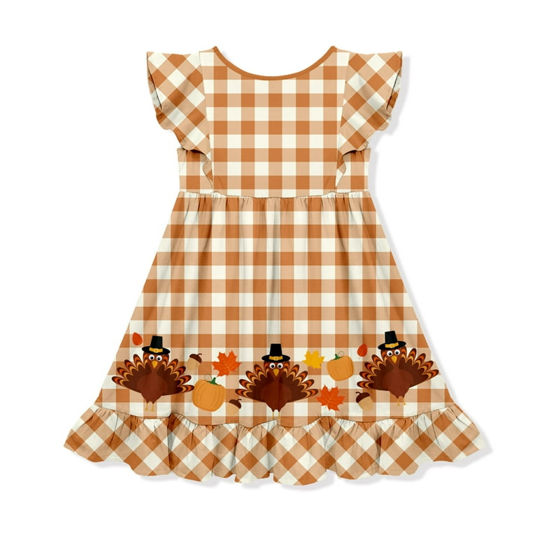 Millie Loves Lily Toddler Girls Orange Gingham Thanksgiving Parade Border  Dress Size (2T-12) - Walmart.com