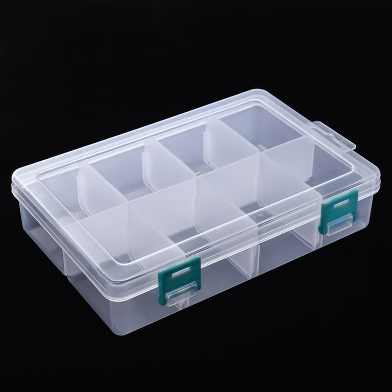 5pc Plastic Bead Storage Container Adjustable Dividers Box Removable 8  Compartment Organizer Boxes Rectangle Clear 22x14.5x4.7cm Compartment