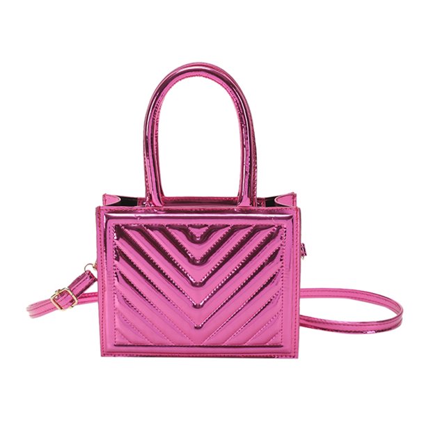 Bolso de mano para mujer, de piel sintética, acolchado, informal, para mujer, para niñas (rojo rosa) Likrtyny Para Estrenar