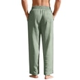 thumbnail image 7 of LWavelet Mens Lightweight Linen Lounge Pants Elastic Waist Drawstring Sleep Pants Green 3XL, 7 of 7