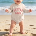thumbnail image 5 of Newborn Baby Sweatshirt Long Sleeve Crewneck Letter Embroidery Romper Infant Boys Girls Spring Fall Soft Onesie Outfits Beige 3-6 Months, 5 of 7