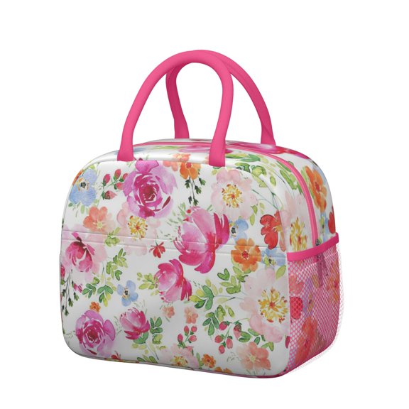 Womens Pioneer Flower Floral Print Pattern Lunch Box for Work,Insulated Lunch Bag for Women,Loncheras Para Mujer,Leakproof Adult Lunch Bag for Work,Beach,Travel,Picnic,Camping