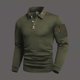 thumbnail image 1 of pstuiky camisa de manga larga para hombre, Camiseta de manga larga con solapa y botones para hombre, color liso, con cuello cuadrado pequeño camisetas de hombre m, 1 of 7