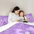 thumbnail image 4 of Feelyou Fashion High Heel Twin Bedding Sets 7-Piece for Kids, Dreamy Purple Bowknot Bedding Comforter Set, Modern Fashion Diamond Sheet Sets, Luxury Bedroom Decor, 4 of 7