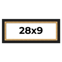 28x9 Frame Gold Real Wood Picture Frame Width 2.25 Inches | Interior Frame Depth 0.5 Inches |