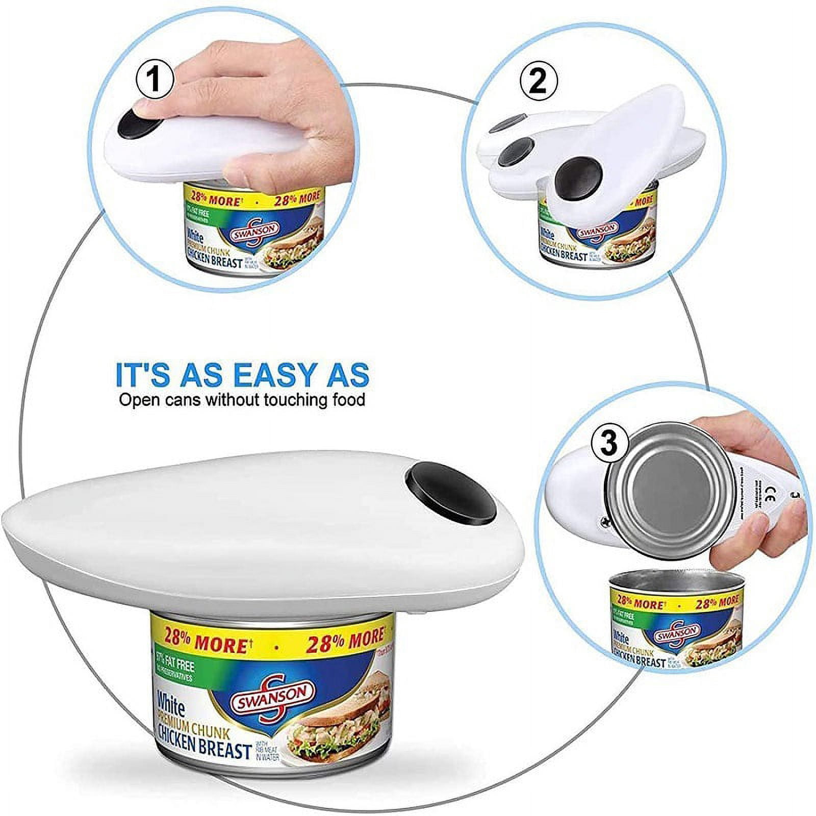 Hands-Free Battery-Operated White Can Opener in Black