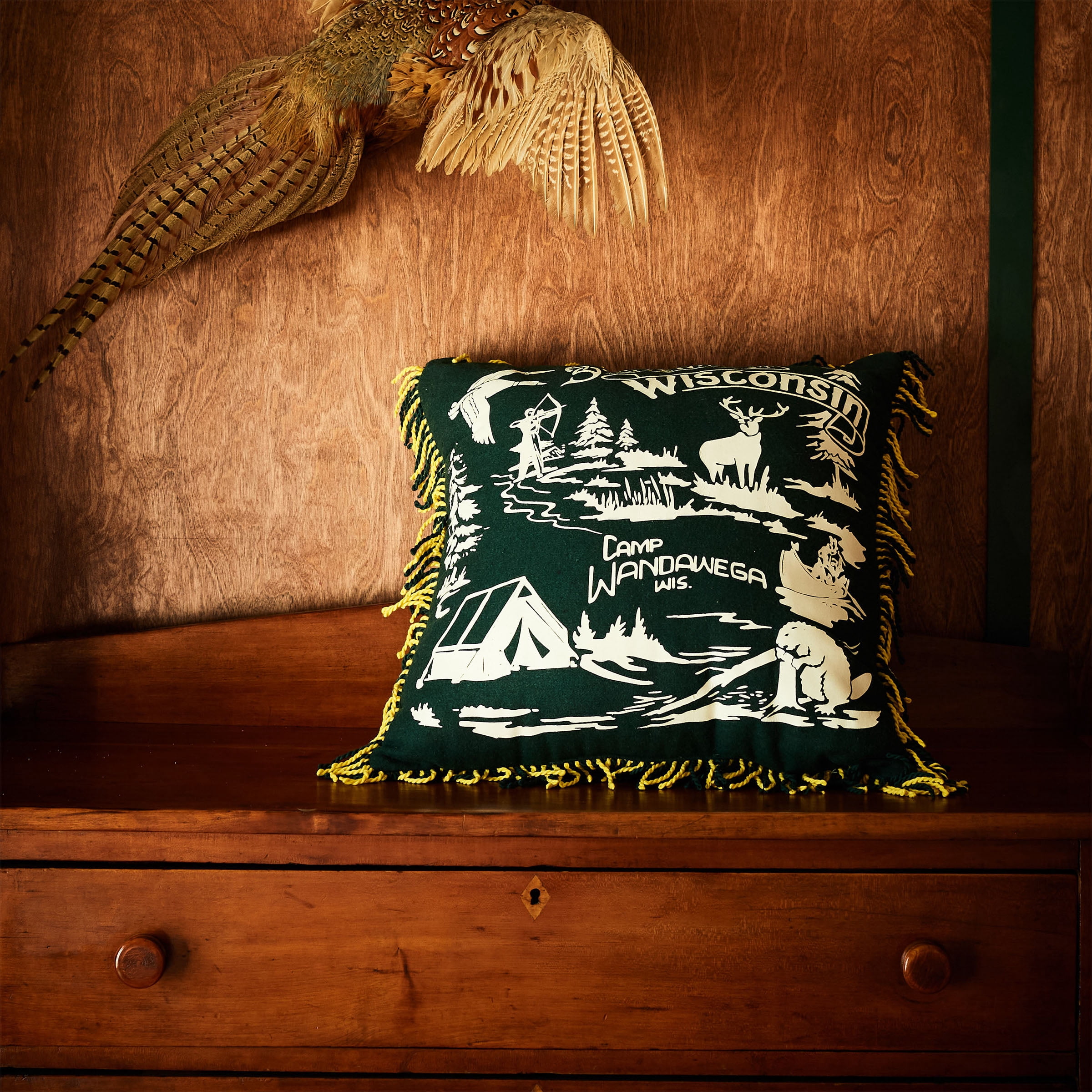 Makers Collective Camp Wandawega Souvenir Green Decorative Pillow, 20"X20"