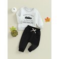 thumbnail image 3 of Cenuakty Toddler Boys Halloween Outfits Letter Pumpkin Car Print Long Sleeve Sweatshirts and Long Pants 2Pcs Fall Clothes Set, 3 of 9