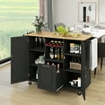 thumbnail image 3 of Costway Rolling Kitchen Island Utility Serving Cart with Drop Leaf Wine Rack Drawer Black, 3 of 10