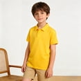 thumbnail image 2 of Boys Polo Shirts Yellow Button Down Short Sleeve Dress Shirt Boys Uniform Shirts Casual Collared Shirt Tween 10-12 Years Boys Clothes, 2 of 8