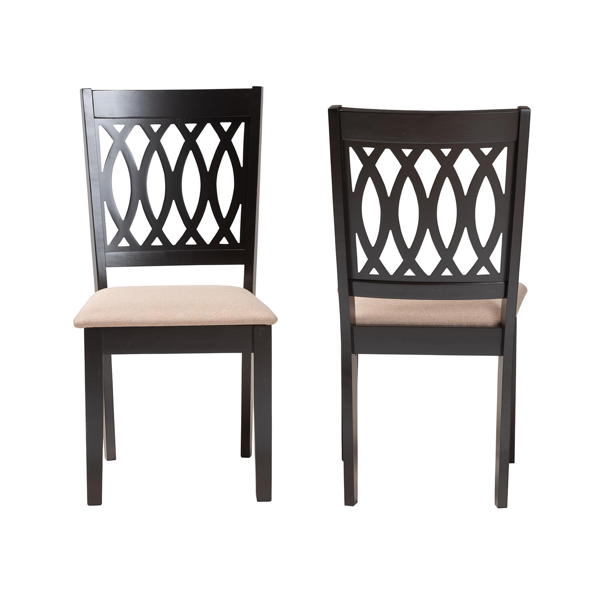 Baxton Studio Florencia Modern Beige Fabric and Espresso Brown Finished Wood 2-Piece Dining Chair Set
