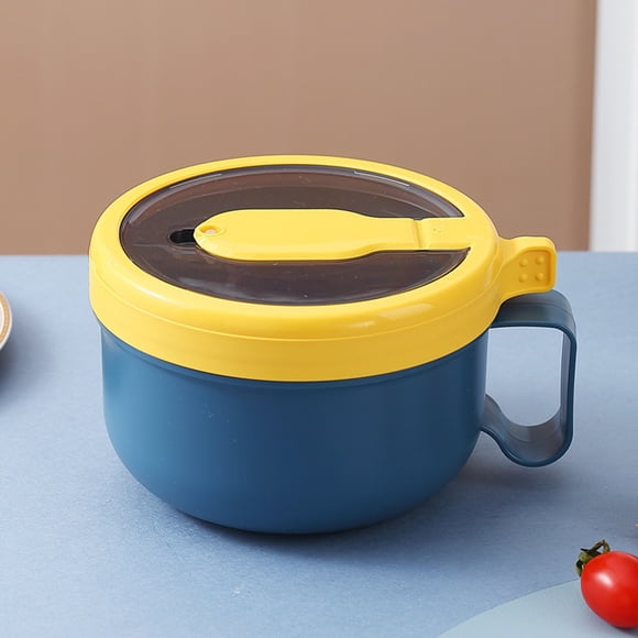 En Solde!npkgvia Ensemble de Couverts, Bol à Ramen pour Micro-Ondes avec Couvercle Cuiseur de Ramen pour Micro-Ondes Bol à Nouilles Ou à Soupe Cuiseur de Ramen Dortoir Universitaire Cuisson Instantanée 850 ml,Couvert,Gadgets de Cuisine,Bleu