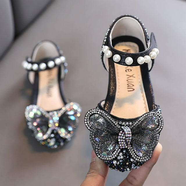 RXIRUCGD Chaussures Mode Été Sandales pour Filles Chaussures de Danse Performance Robe Paillettes Perles Maille Boucle Nœud Chaussures de Princesse