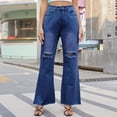 thumbnail image 5 of Ygbgbb Womens High Waist Wide Leg Jeans for Streetwear Vintage Denim Blue Baggy Straight Ripped Boyfriend Jeans Loose Distressed Hole Denim Pants Dark Blue M, 5 of 6