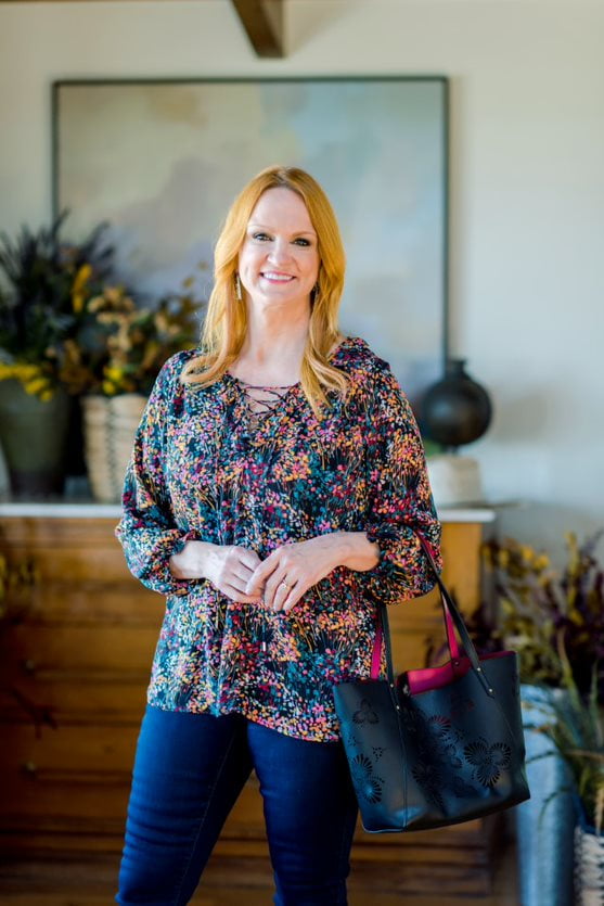 The Pioneer Woman Lace Up Neck L/S Blouse