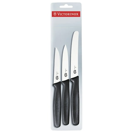 Victorinox Fibrox 3 Piece Paring, Peeling, & Utility Knife Set Black Handles
