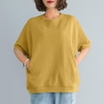 thumbnail image 2 of LNZGNM Sweatshirts for Women Short Sleeve Crew Neck Oversized Pullover Everyday Simple Top Daily Summer Casual,Yellow(XXL), 2 of 7
