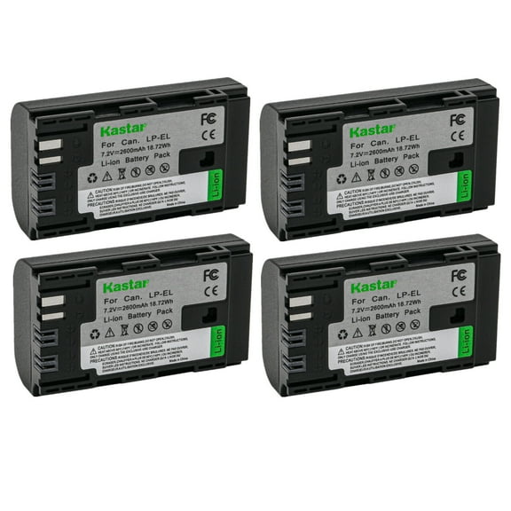 Kastar 4-Pack LP-EL Fully Decoded Battery Replacement for Canon LP-EL Rechargeable Lithium-Ion Battery Pack, Canon 4307C002 Battery, Canon Speedlite EL-5 Flash Light