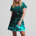 thumbnail image 4 of GaThRRgYP Tropical Leaf Print Round Neck Dress-Jungle Explorer,Women's Fashion Summer Print Short-sleeved V-neck Casual Dress Sky Blue M, 4 of 8