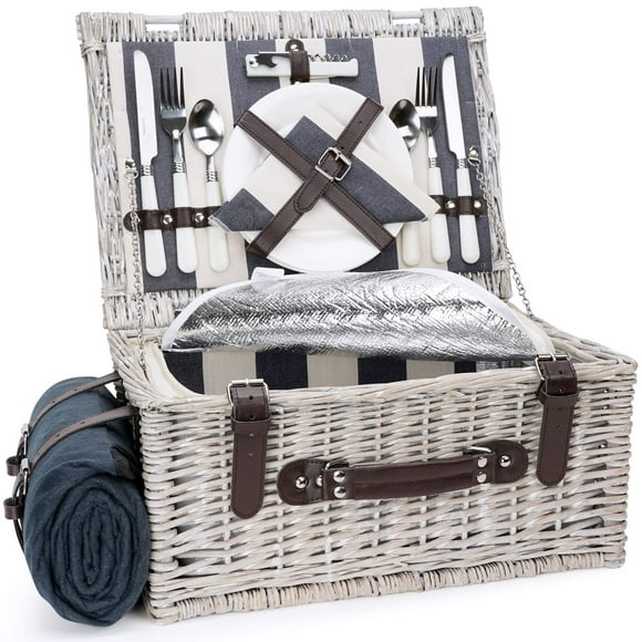 Set de Canasta de Picnic HappyPicnic para 2 Personas con Enfriador y Manta