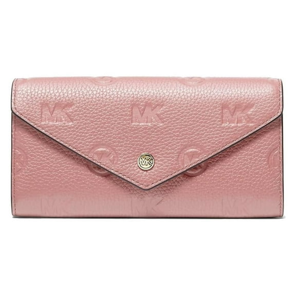 Michael Kors Women's Jet Set Travel Large Logo Embossed Leather Envelope Wallet Primrose 35F3GTVE7T-Pmrose