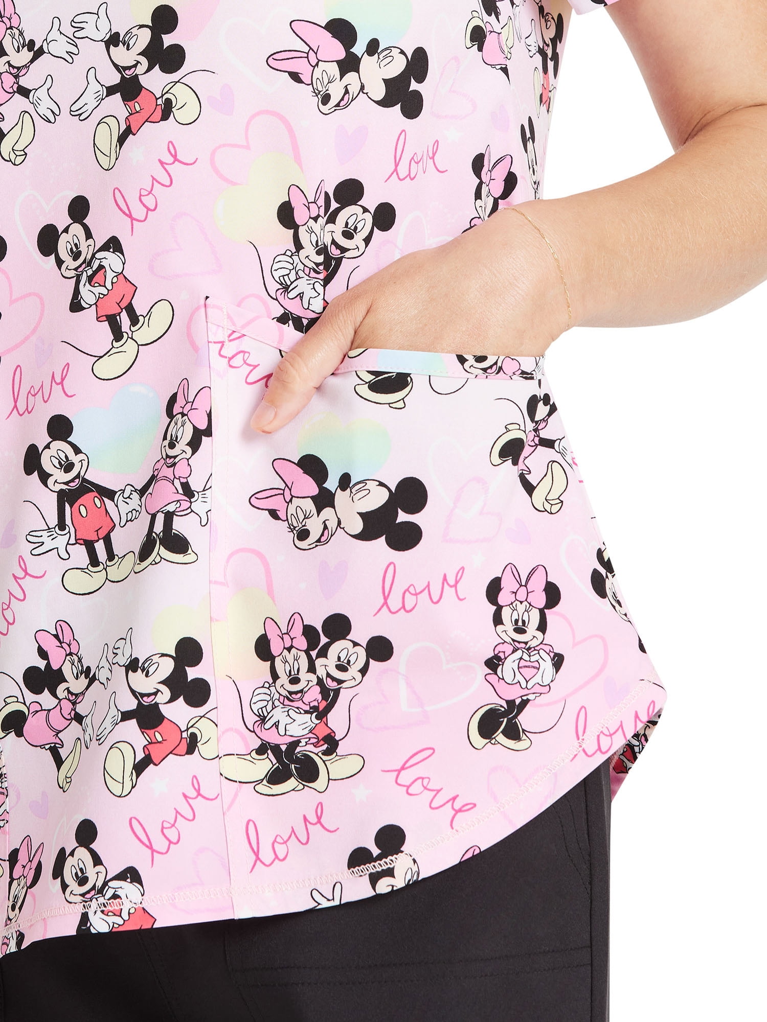 Disney Mickey Love Surrounds Women’s V-Neck Scrub Top