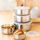 thumbnail image 1 of Juego de cuencos redondos para mezclar con tapas, 5 piezas de cuencos de acero inoxidable engrosados, tapas herméticas, cuencos de comida apilables, tamaño 1,96", 2,08", 2,2", 2,36", 2,55", ideales, 1 of 7