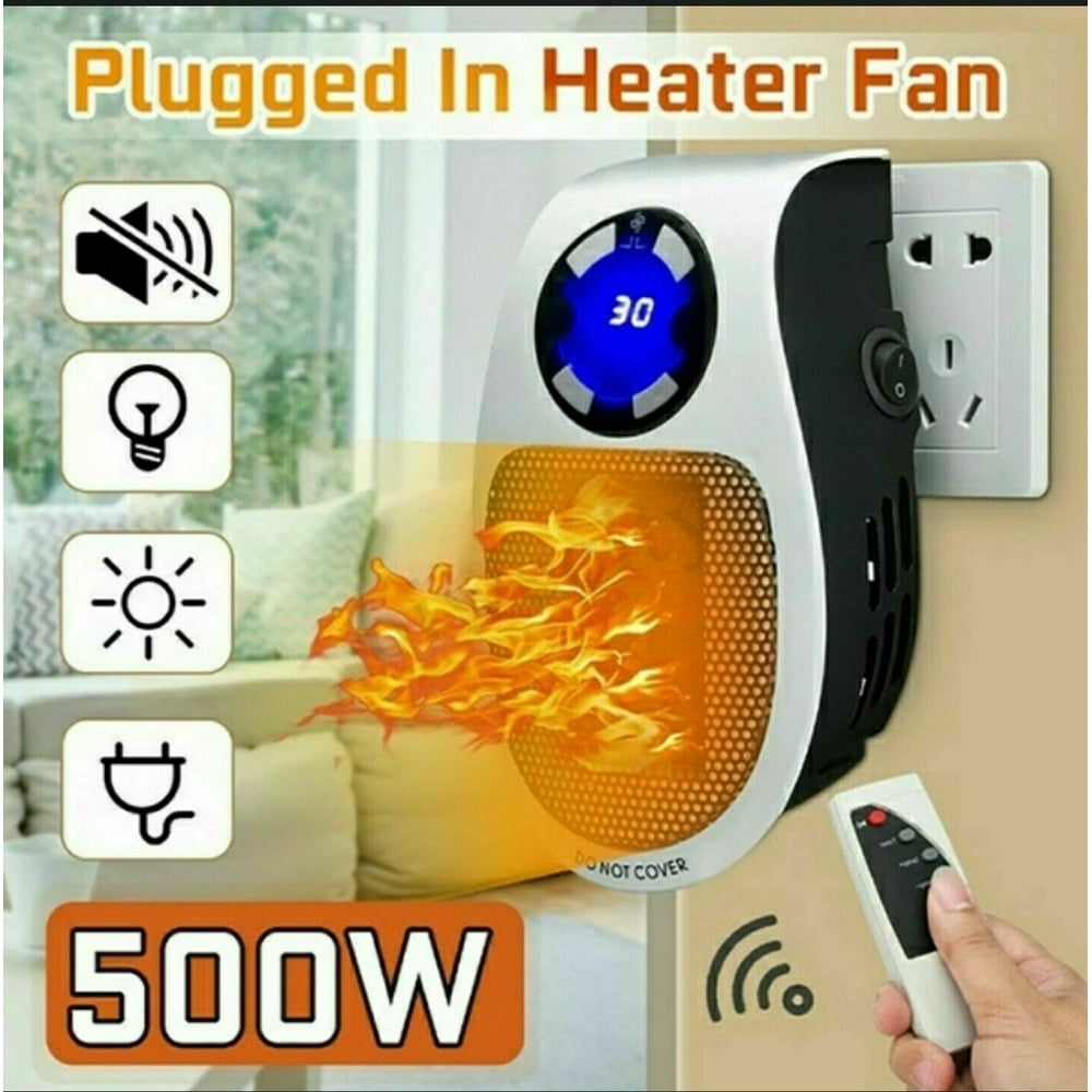 2021 500W Ceramic Plug In Heater Fast Room Wall Outlet Indoor Quiet Portable