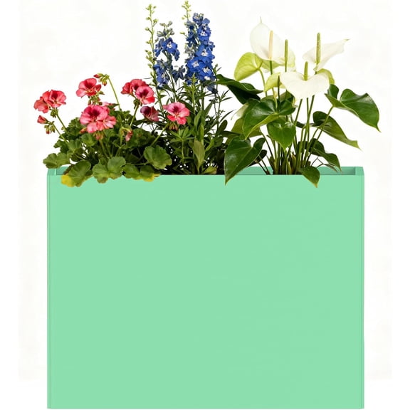 Rectangular Planter Box with Removable Insert Shelf - 32x12x24 Inches Large Size Planters for Patio Yard, Green