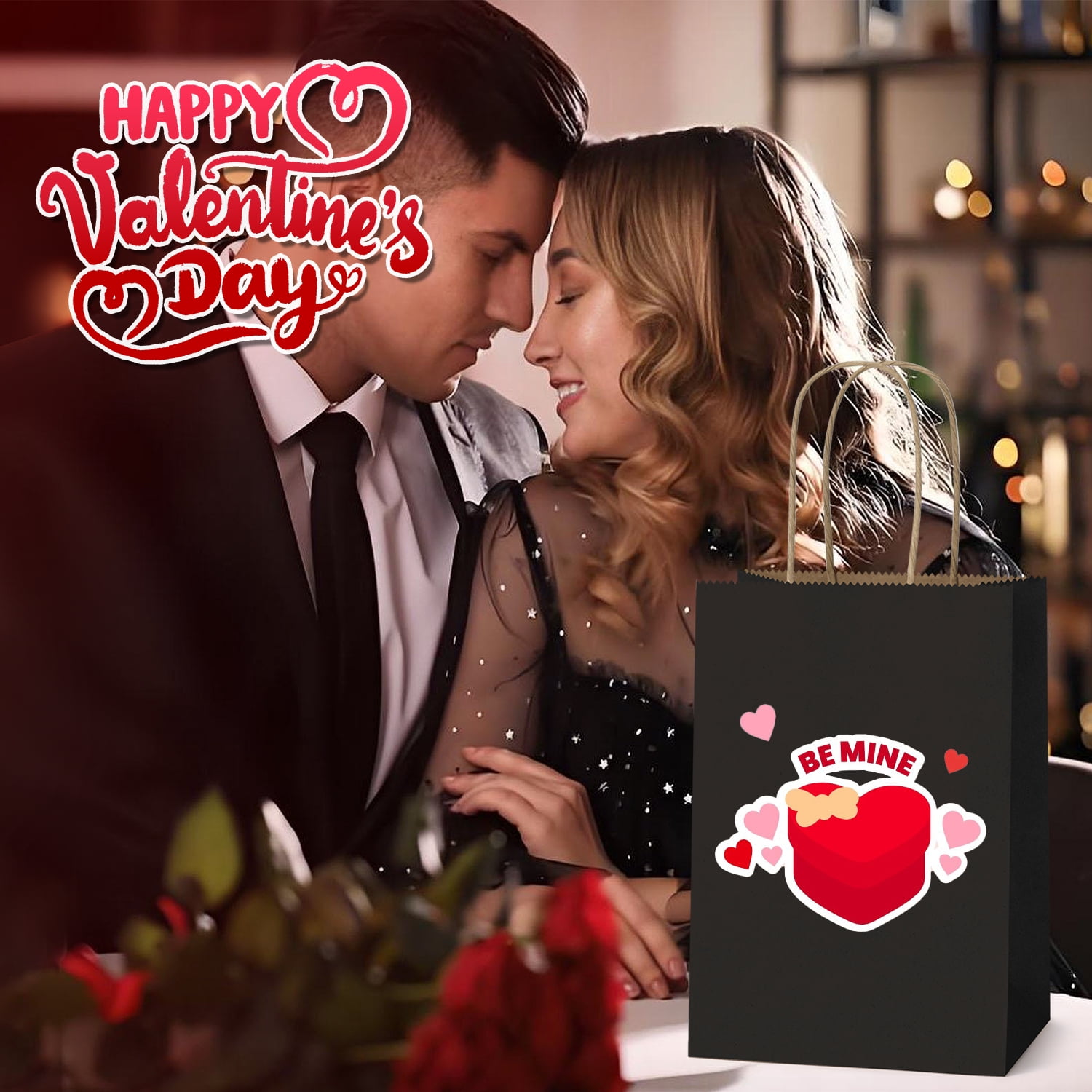 BagDream 50Pcs Black Paper Gift Bags, 5.25x3x8inch Small Paper Bags with Handles Bulk for Shopping, Wedding, Father's Day, Merchandise, and Business Party