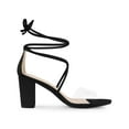 thumbnail image 3 of BLISSFUL STEP Women Lace Up Clear Strap Block Heels Sandals Black 10, 3 of 7