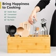 XL Wooden Bamboo Utensil Holder, 4Section Kitchen Organizer for