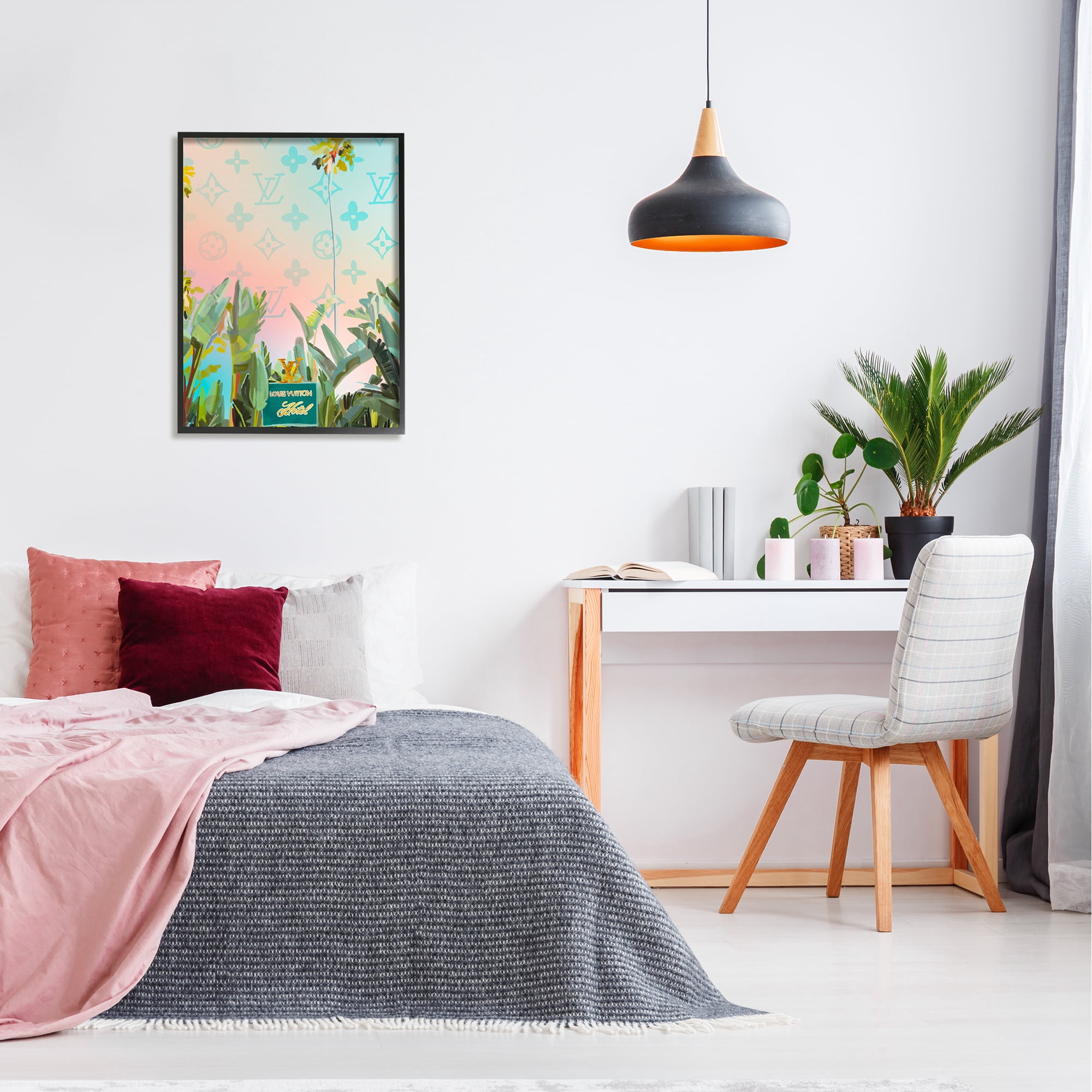 Stupell Industries Tropical Glam Hotel Nature Painting Black Framed Art Print Wall Art, 24 x 30