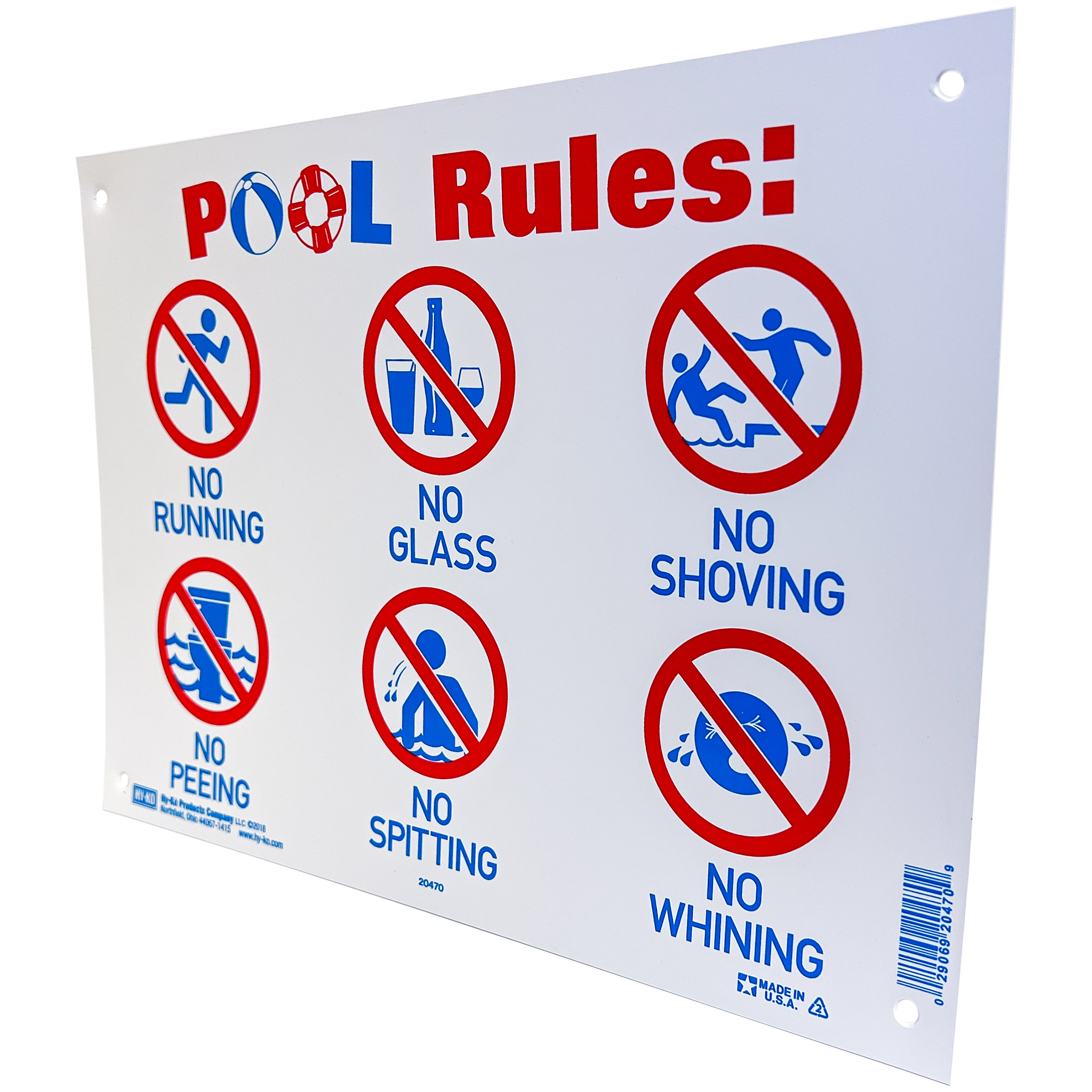 HY-KO Pool Rules Sign, Weather-Resistant Plastic, 10 x 14 inch, Highly Visible Symbols
