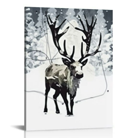 COMIO  Canvas Picture Canvas Christmas Santa Claus with a Sleigh Poster Wall Art Painting Gifts Artwork for Christmas Home Decor with Inner Frame