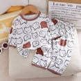 thumbnail image 2 of MIASHUI Pyjama 2 Pcs pour Garçons Enfants Filles T-Shirt à Manches Courtes et Pantalon Imprimé Mignon Tenue de Nuit, Brun, 4-5 Ans, 2 of 3