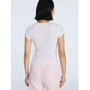 Free Assembly Women's and Women's Plus Pointelle Mini Tee with Short Sleeves, Sizes XS-4X