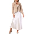 thumbnail image 2 of INSPIRE CHIC Women's Fur Coat Fasion Winter Open Front Cropped Jacket Lapel Long Sleeve Fluffy Faux Fur Coat M Khaki, 2 of 6