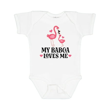 

Inktastic My Babcia Loves Me Flamingo Gift Baby Girl Bodysuit