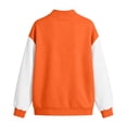 thumbnail image 5 of IUYRTFE Women's Color Block Varsity Bomber Jacket Button Down Long Sleeve Casual Baseball Coat with Pockets, 5 of 5