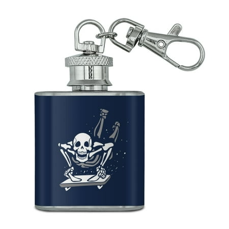 Skeleton Sledding Cresta Sled Winter Sport Stainless Steel 1oz Mini Flask Key Chain