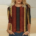 thumbnail image 3 of Uootdi 3/4 Length Sleeve Womens Striped Skirt Women Fall Tops Spring Blouses Casual Trendy Gifts for Her Going Out Tops Workout Plus Szie C, 3 of 5