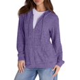 thumbnail image 4 of Sweaters for Women Long Sleeve Zip up Hoodies Ribbed Hooded Sweatshirts Loose Casual Cardigan Jackets with Pocket, 4 of 6