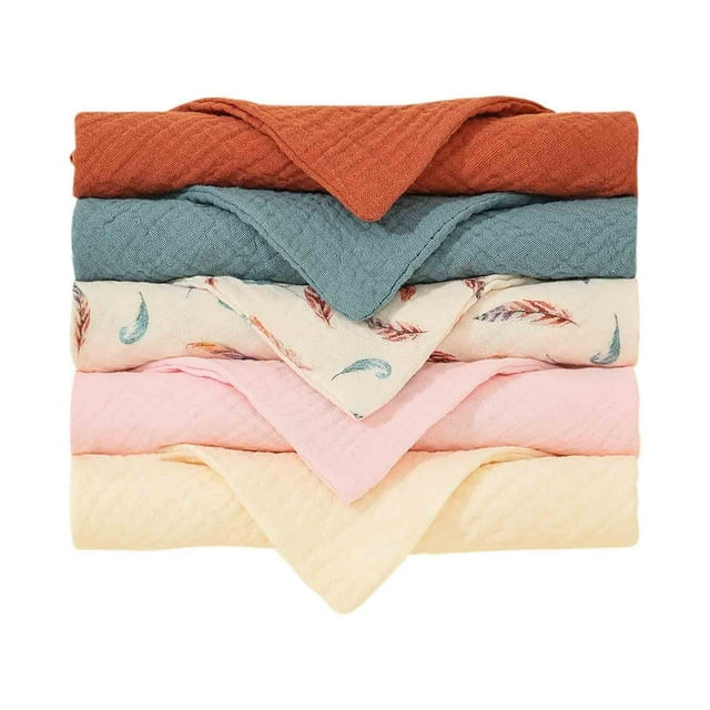Juego de baberos de gasa de algodón para bebé de 5 piezas, juego de baberos estampados para bebé Babero para bebé