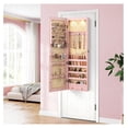 thumbnail image 4 of Mirrored Jewelry Armoire - Wall/Door Mount, Lockable Jewelry Cabinet with Full-Length Mirror, 2 Drawers & LED Lights - Light Pink, 4 of 9